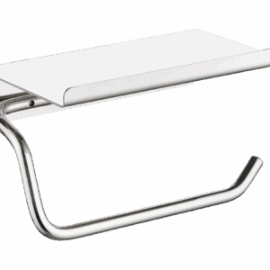 Porta-rollo cromo de papel higiénico con repisa