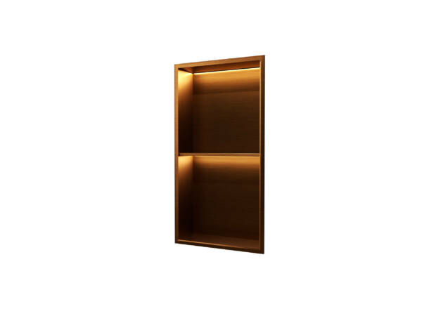 Hornacina vertical con luz led en oro rosa cepillado